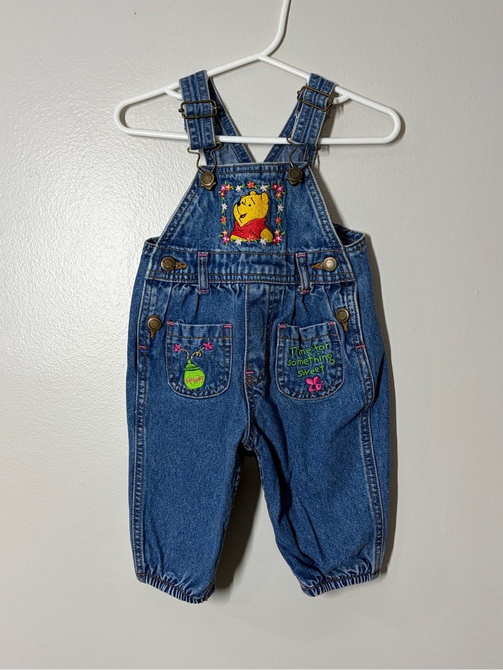 Vintage Winnie the Pooh Blue Denim Baby Overalls size 6-9 months